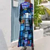 Casual Dresses Colorful Retro 60s Dress Modern Abstract Print Sexy Graphic Maxi High Waist Long Sleeve Fashion Boho Beach