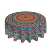 Table Cloth Bohemian Mandala Round Tablecloth 60 Inch Colorful Boho Clothes Rustic Modern Art Waterproof Reusable Circle