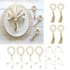 Decorative Figurines Napkin Rings Handmade Bead Holder With Rope Tassel Table Decors For Dining Setting Party Wedding