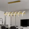 Modern Simple Style Led Chandelier For Dining Room Kitchen Bedroom Lamp Art Decoration Curved Design Bright Gold Pendant Light