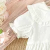 Rompers Citgeesummer Infant Baby Girl Outfits Kraagknop Kraagknop Voorkant Bodysuit Witte kleding