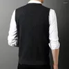 Chalecos para hombres LOAN Clip Color Vest 2024 Cardigan de cuello en V casual de otoño e invierno