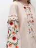 Blouses pour femmes Femmes à la broderie florale tridimensionnelle Lacette à lacets Vintage Offise Longue Long Femelle Spring Summer 2024