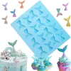 Moulds Blue Silicone 16 Fish Tail Shape Chocolate Mold Cupcake Decoration Mould Baking Tools