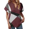 Dames t shirts modieuze losse zomer v-neck button-down korte mouw casual chic tophauts grande taille camisetas femininas