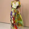 Basic Casual Dresses Designer Dress New Temperament Commuting Fashion Printed Satin Casual Set