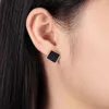 Bolzenohrringe Einfache Design Edelstahl Roségold Farbe gebogener schwarzer Emaille Ohrring Girls Piercing Schmuck Großhandel