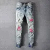 Rock and Roll Jeans Jazz Cow Pants Apocalypse Mech Biochemiczne kryzysowe spodnie krowy haftowane szczupłe dżinsy High Street Luksusowe projektant