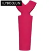 Casual jurken ilyboojun mode dames v-hals mouwloze veter op pocket met hoge taille pocket elegante lange heup wrap potlood split maxi jurk