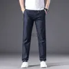 Jeans masculinos Summer Summer Jeans para homens Modal Ultra Thin Dad Dad Dad Mid Caist Croleta profunda perna reta Casual Casual Calça de seda PLUS SIME