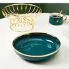 Assiettes Golden Bracket Ceramic Fruit Bowl Plats Snack Snack Plat Quality Trays Serving Platep Plate TEA TEA SAUCER Cake Stand