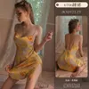 Zongqus New Style Nightgown 섹시한 매달린 스트랩 얼음 얼음 실크 파자마 옐로우 전쟁 로브 여름 순수 욕망 스타일 잠자는 유혹 6706