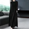 Casual Dresses Vacation Dress Cozy Party Pile Collar Women Holiday Solid Color Velvet Long Stylish Daily Clothing