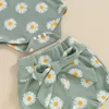 Set di abbigliamento Princess Floral bambine outfit estivi per la manica graziosa per manica per manica per manica cannoni cortometrali davanti a 3 pcs set abiti nati