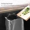 Kitchen Storage Stainless Steel Trash Bag Holder Garbage Rack Cabinets Door Grocery Bags Organizer Towel Hanging