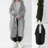 Sweatshirts 2024 Spring Women Coat Long Hoodie Black Trench Pockets Loose Oversize Hoodies Jacket Female Warm Casual Fashion Ladies Clothes