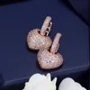 Luxus Diamond Heart Designer Ohrring für Frau Roségold Weiß 3A Zirkonia Kupfer Mode Charm Silber Ohrringe Schmuck Damen Freind Alentines Day Geschenk
