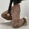 Women's Pants American Work Suit Wide Leg For Women Autumn/Winter 2024 High Waist Loose Mountaineering With Feet Strapping