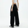 Women's Jeans Black Summer Casual Thin Ripped Fashion High Waist Baggy Straight Pants Lazy Wind Street Wide Leg Mopping Denim Trouser