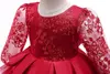 Vestidos de menina manga longa vestidos de natal para meninas para meninas crianças de renda para festa de aniversário roupas de casamento princesa vestido de noiva por 1-5 anos