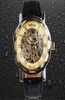 Classic Men039S Black Leather Gold Dial Skeleton Mechanical Sport Army Wrist Watch Vinnare Mens Skeleton Arm Wikatch Gold Case BA4346952