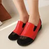 Casual schoenen Sgesvier MicroFiber Leather verhoogde adembare mesh loafers Koreaanse stijl met lage hakken met lage hakken gestikt voetpompen Black Red Rood