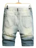 Herren Graffiti zerrissener Sommermode Kurzjeans Casual Slim Big Hole Retro -Stil Denim Shorts Männliche Marke Kleidung 240418