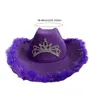 Beret Plush Cowgirl Hat Western Rolled Brims Brims Cowboy Hats for Stage Perform