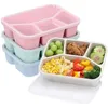 Bento Boxes أحدث مربع غداء 4 شبكة أدوات المائدة القش