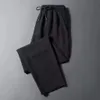 Vår/sommar/Autumn Ultra Thin Linen Casual Pants For Mens Straight Loose Large Size Sports Pants Cool and Bekväm 5XL 240425