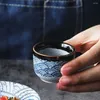 Copos de vinho 4pcs conjunto de saquê japonês Crafts de xícaras de cerâmica para restaurante