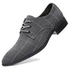 Casual Shoes Men Leather 2024 Classic Business Fashion Korean version pekade bindning Formellt bröllop