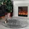 Carpets Plush Sheepskin Throw Round Rug Faux Fur Cozy Shaggy Floor Mat Christmas Tree Area Rugs Home Decor Super Soft Carpets