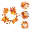Decorative Flowers Maple Pumpkin Wreath Party Fake Halloween Outdoor Decorations Ring Artificial Adornment Festival Iron Wire Christmas