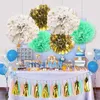 Dekoracja imprezowa 21pcs/zestaw zielony różowy złoty kropka DIY Flower Paper Tassel Garland pompoms Chrzci letnie rzemios