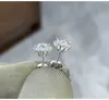 Stud Earrings S925 Sterling Silver Real 1 Carat Diamond Garnet Earring For Women Mujer Oreja 925 Jewelry Wedding Round