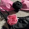 Damen Badebekleidung sexy Bikini Set florale Schnürung mit farbenfrohen Patchwork Bandeau BH Beachwear für den Sommer