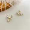 Studum neuer Trend koreanischer Stil Liebe Herz Perle Ohrringe Süßes Blumen -Strass -Hölzer Ohrringe für Frauen Mode Schmuck Geburtstag Geschenke D240426