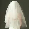 Cabelo de jóias de casamentos Casamento de moda simples tule tule branca marfim duas camadas acessórios de noiva barata 75 cm Véus de mulheres curtas com pente
