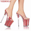 Hausschuhe Mode Ultrafine 20 cm hohe Schuhe Kristall 8 Zoll Plattform Sexy Stripper Open Toe Prinzessin