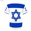 Camisetas masculinas Moda Israel Flag 3D masculino Moda de camiseta Hip Hop O-pescoço curto Topxw