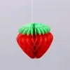 Party Decoration Strawberry Ball Tissue Craft Honeycomb Paper Balls Strawberry-tema Dekorationer Set 10 rosa för en