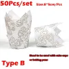 Stampi 50pcs/set di tazze da forno usa e getta tazze di carta per torta cupcake cupcake decorazione di strumenti da forno