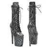 Dansschoenen Leecabe Snake 20 cm/8inches Pole Dancing High Heel Platform Boots Gesloten Toe