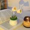 Decorative Flowers Sunflower Lily Pot Hand-woven Fake Flower Simulation Woolen Decoration Finished Gift Table