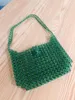 Evening Bags Transparent Agate Green Handwoven Crystal Beaded Bag Fashion Retro Women's Shoulder Casual Versatile Commuter Handbag