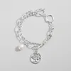 Urok bransolety amorcome srebrne kolor drzewa życia Oświadczenie dla kobiet w formie papieru podwójna bransoletka łańcucha żeńska biżuteria bijoux