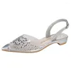 Casual schoenen zomer vrouwen strass transparante sandalen baotou lage hiel plat puntige teen kristallen jurkpompen
