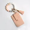 Keychains Wristlet Keychain Armband Wallet Car Keyring With Tassel Bangle Card Holder Po ID Initial Charm Wristband Nyckelkedja för män