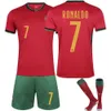 Voetbalshirts heren tracksuits 2425 Cup Portugal Home Football Kit No. 7 C Ronaldo Jersey No. 8 B Fee Jersey Childrens Set